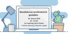Moodlekurse lernförderlich gestalten Grafik mit Laptop als Werbung für den Moodlekurs